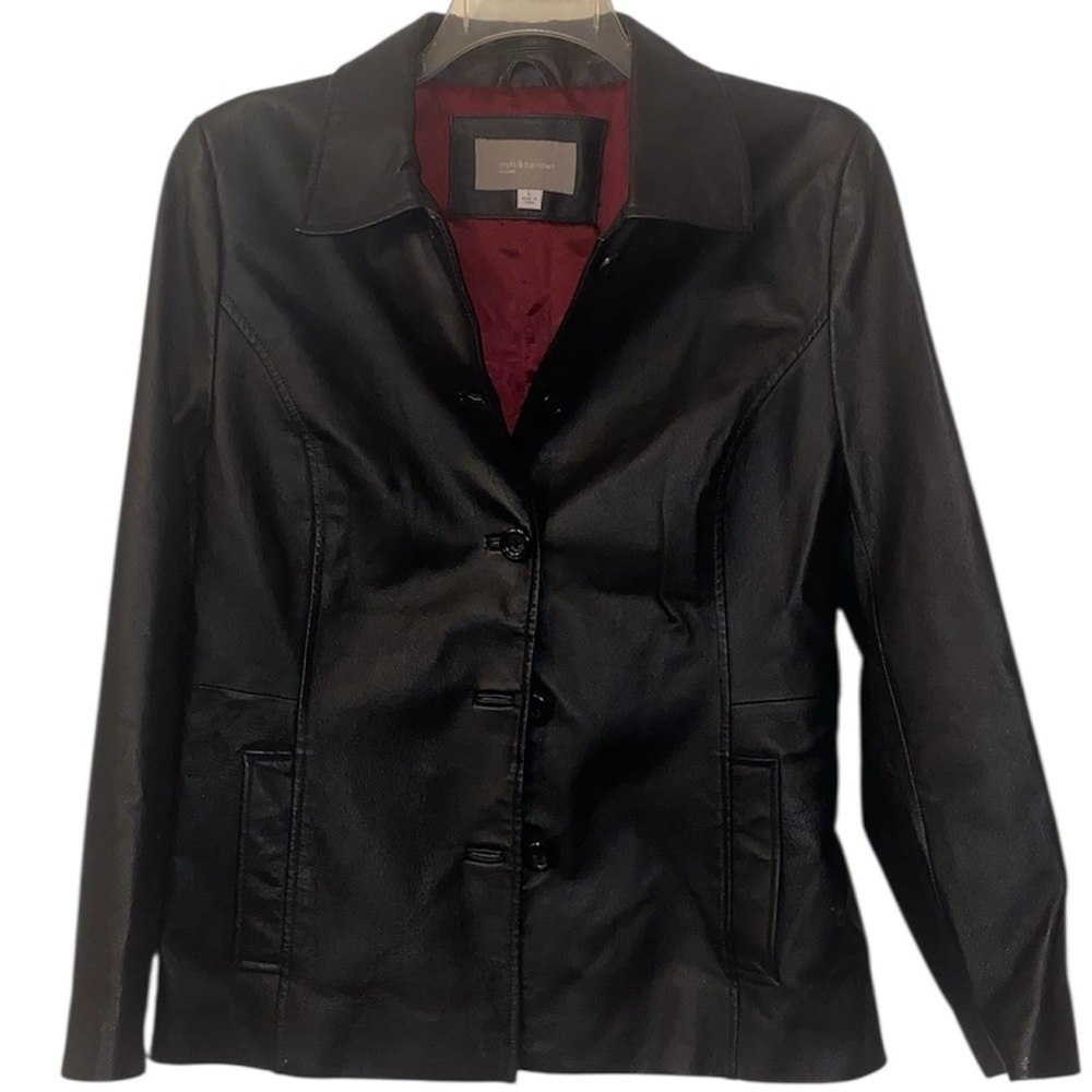 CROFT & BARROW Genuine Leather Waist Length Y2K MOTO Jacket Black Size LARGE